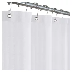 Zenna Home Waterproof Herringbone Fabric Shower Curtain/Liner, 70 x 72 in, White