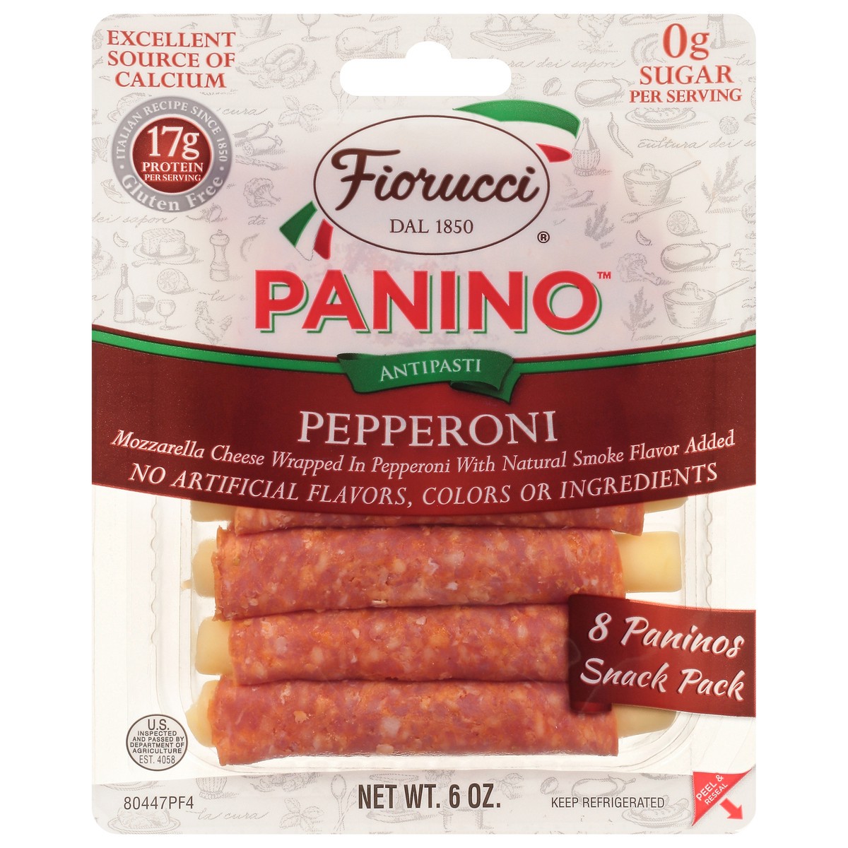 slide 1 of 13, Fiorucci Pepperoni Panino, Wrapped Mozzarella Cheese with Natural Smoke Flavor Added, 6 oz, 6 oz
