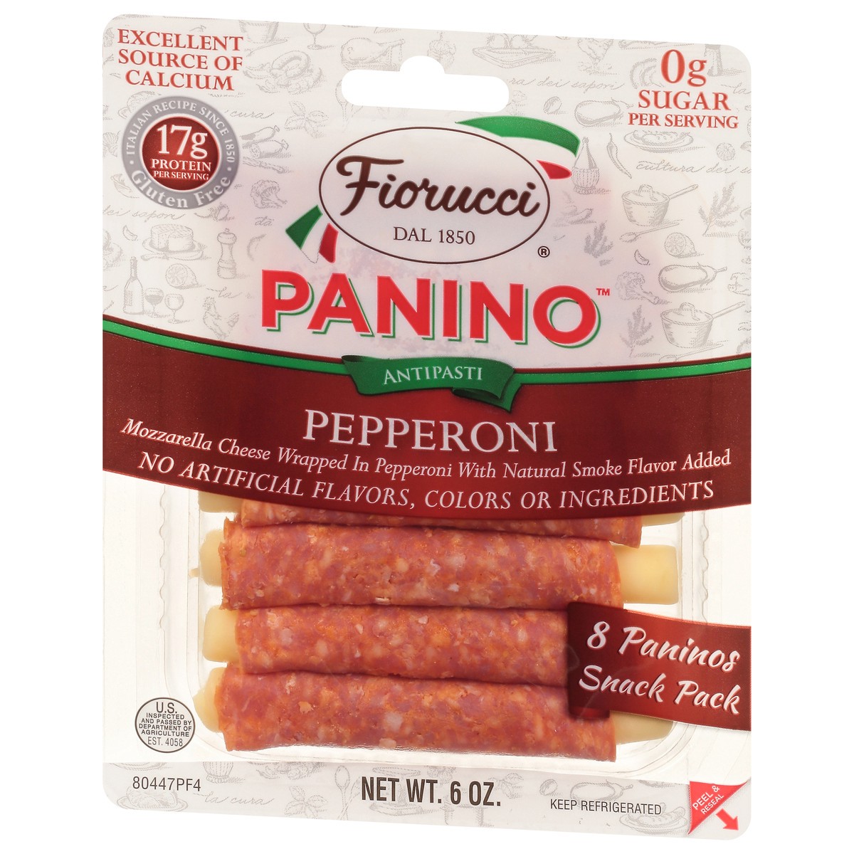 slide 10 of 13, Fiorucci Pepperoni Panino, Wrapped Mozzarella Cheese with Natural Smoke Flavor Added, 6 oz, 6 oz
