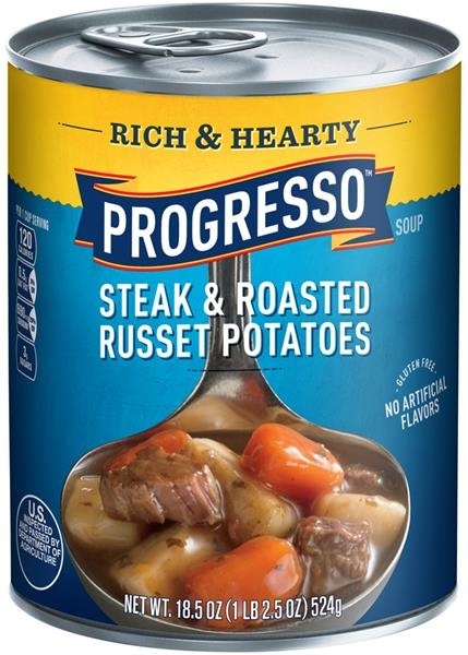 slide 1 of 1, Progresso Soup, Steak & Roasted Russet Potatoes, 18.5 oz