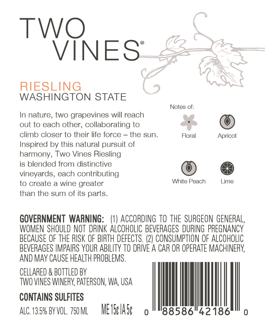 slide 4 of 4, Two Vines Columbia Crest Johannisberg Riesling, 750 ml