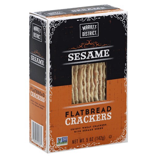 slide 1 of 1, Market District Flatbread Crackers, Sesame, 5 oz