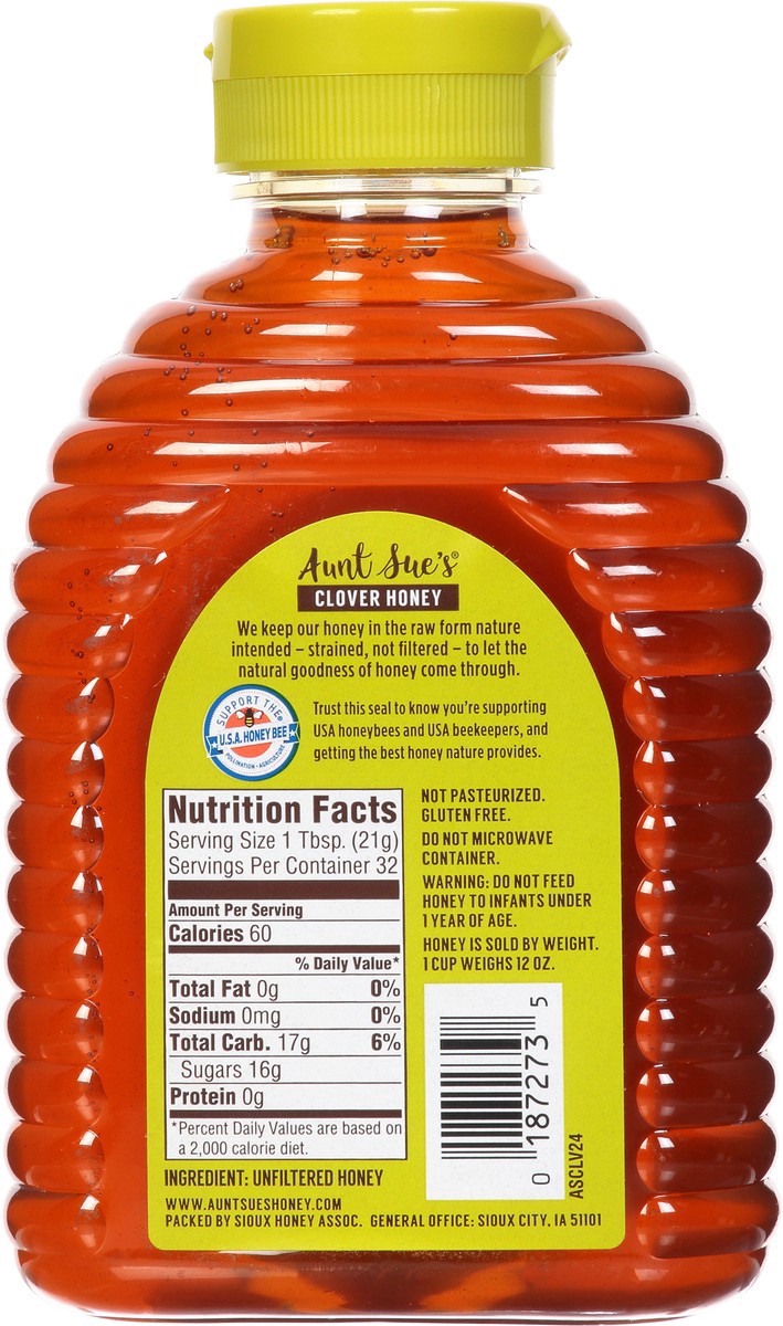 slide 2 of 9, Aunt Sue's Raw & Unfiltered Clover Honey 24 oz, 24 oz