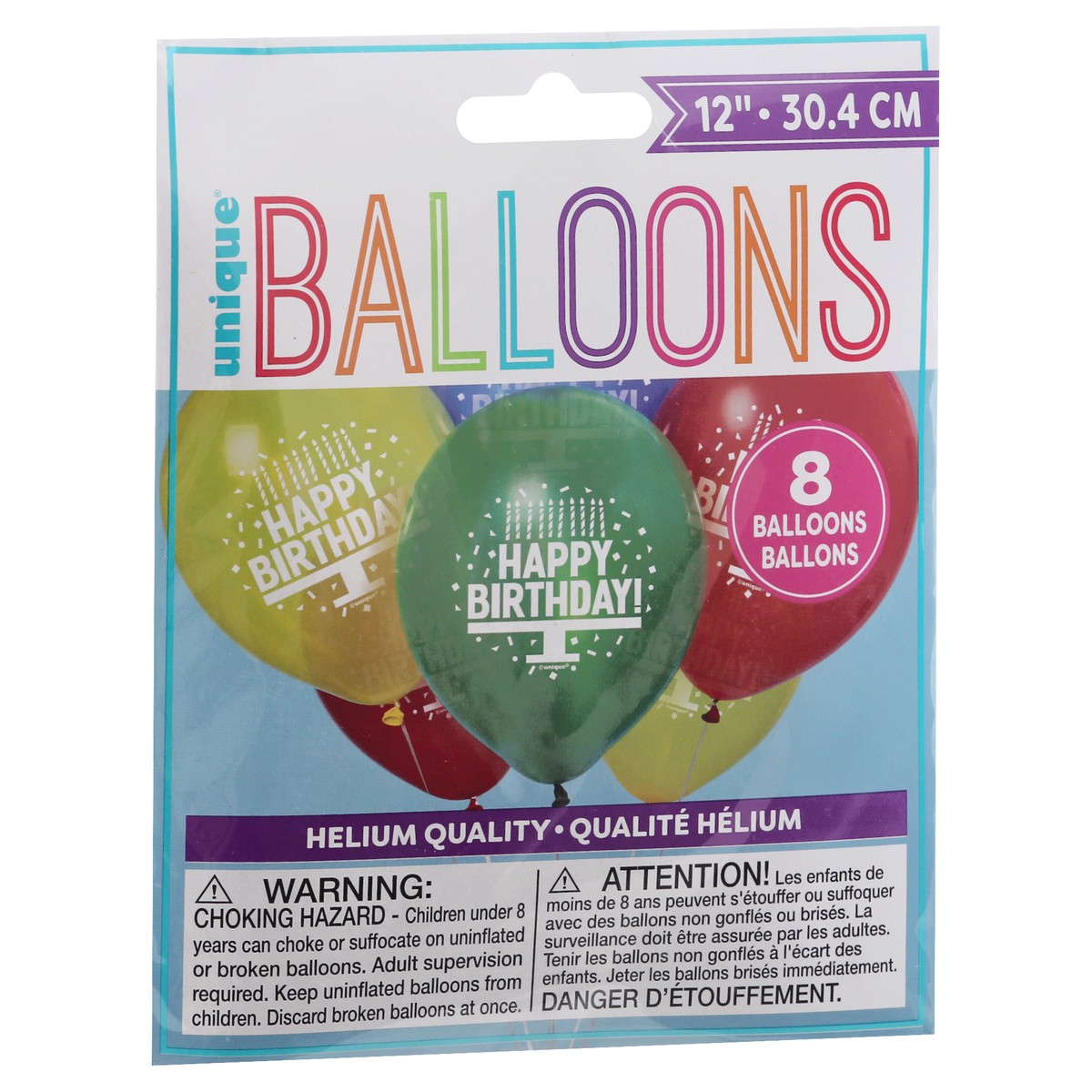 slide 6 of 11, Unique 12 Inch Happy Birthday Balloons 8 ea, 8 ct