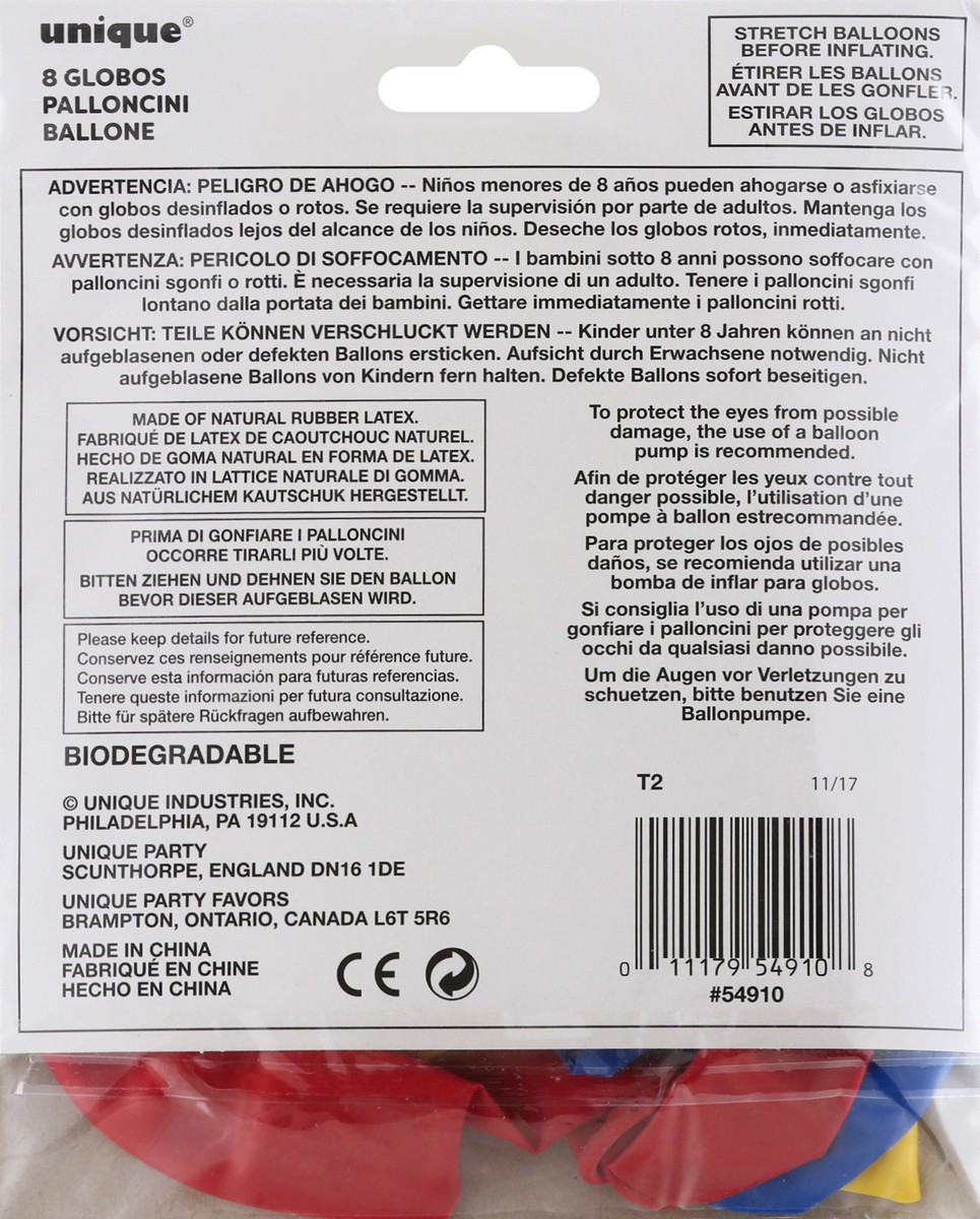 slide 2 of 11, Unique 12 Inch Happy Birthday Balloons 8 ea, 8 ct