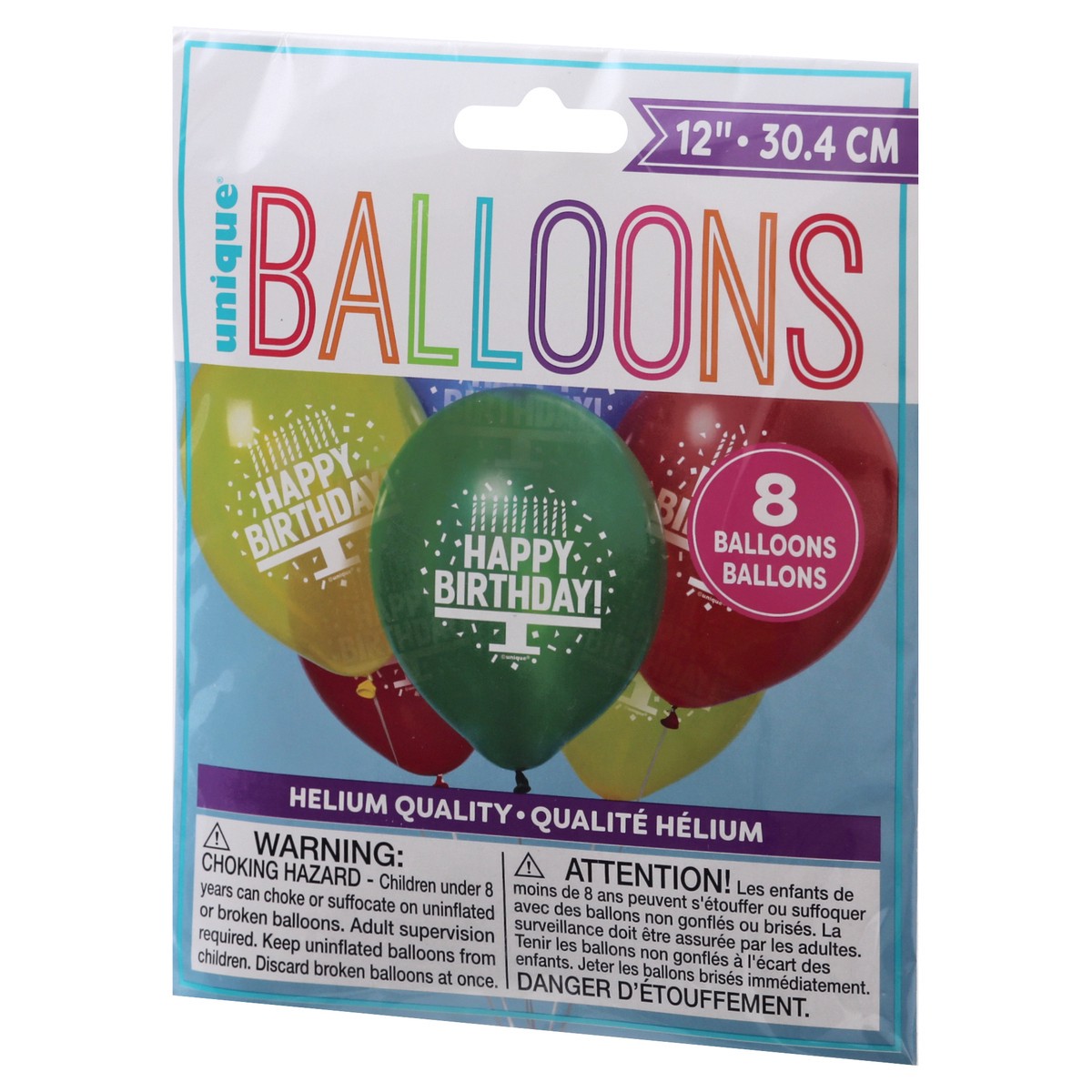 slide 11 of 11, Unique 12 Inch Happy Birthday Balloons 8 ea, 8 ct