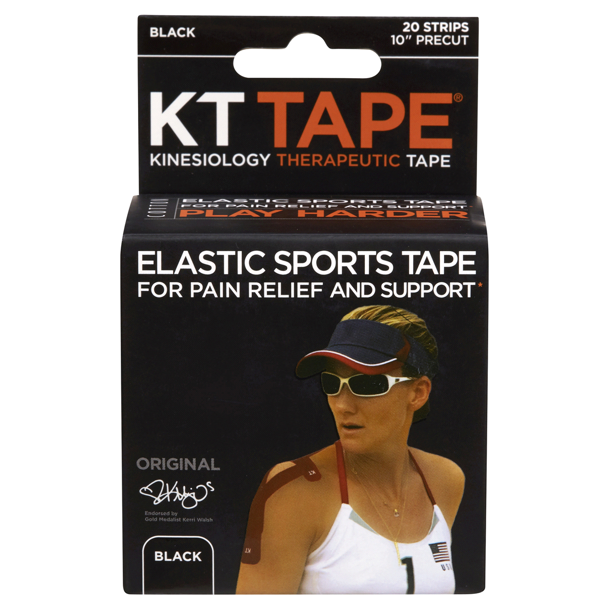 slide 1 of 5, KT Tape Original Kinesiology Therapeutic Precut Strips Black, 20 ct