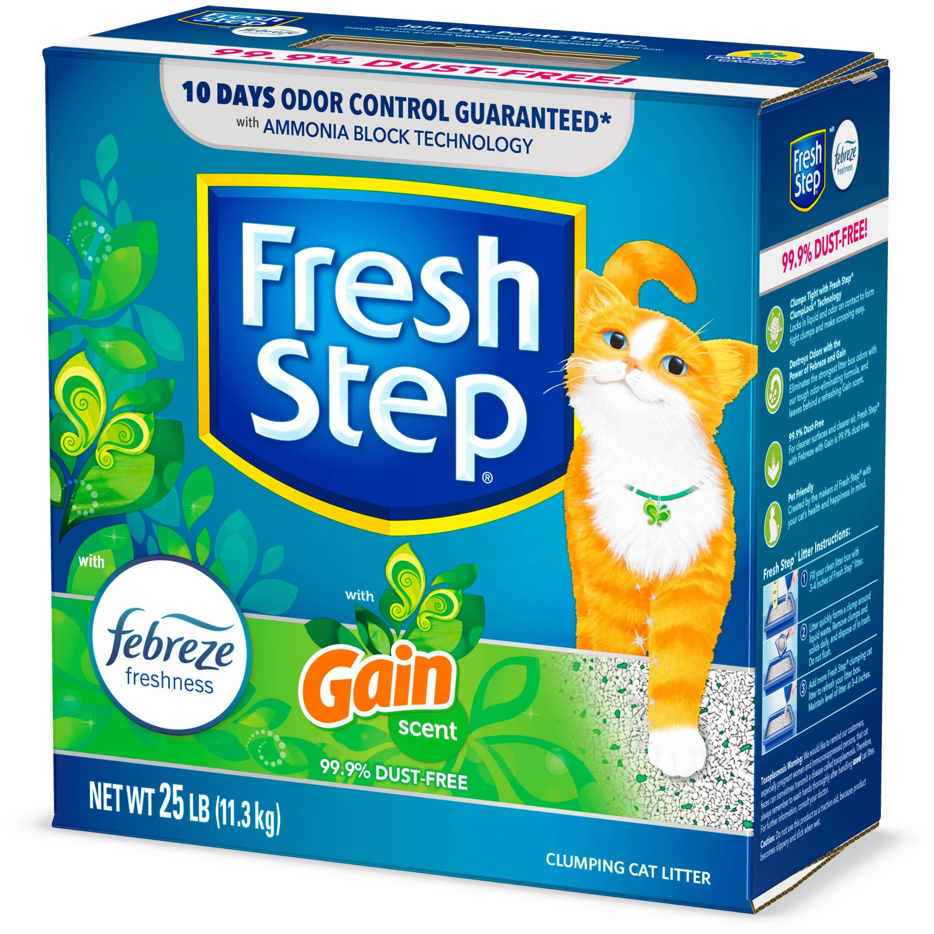 slide 1 of 1, Fresh Step Gain Scent Clumping Cat Litter With Febreze, 25 lb