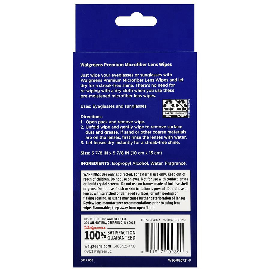 slide 2 of 5, Walgreens Pre-Moistened Microfiber Lens Wipes, 120 ct