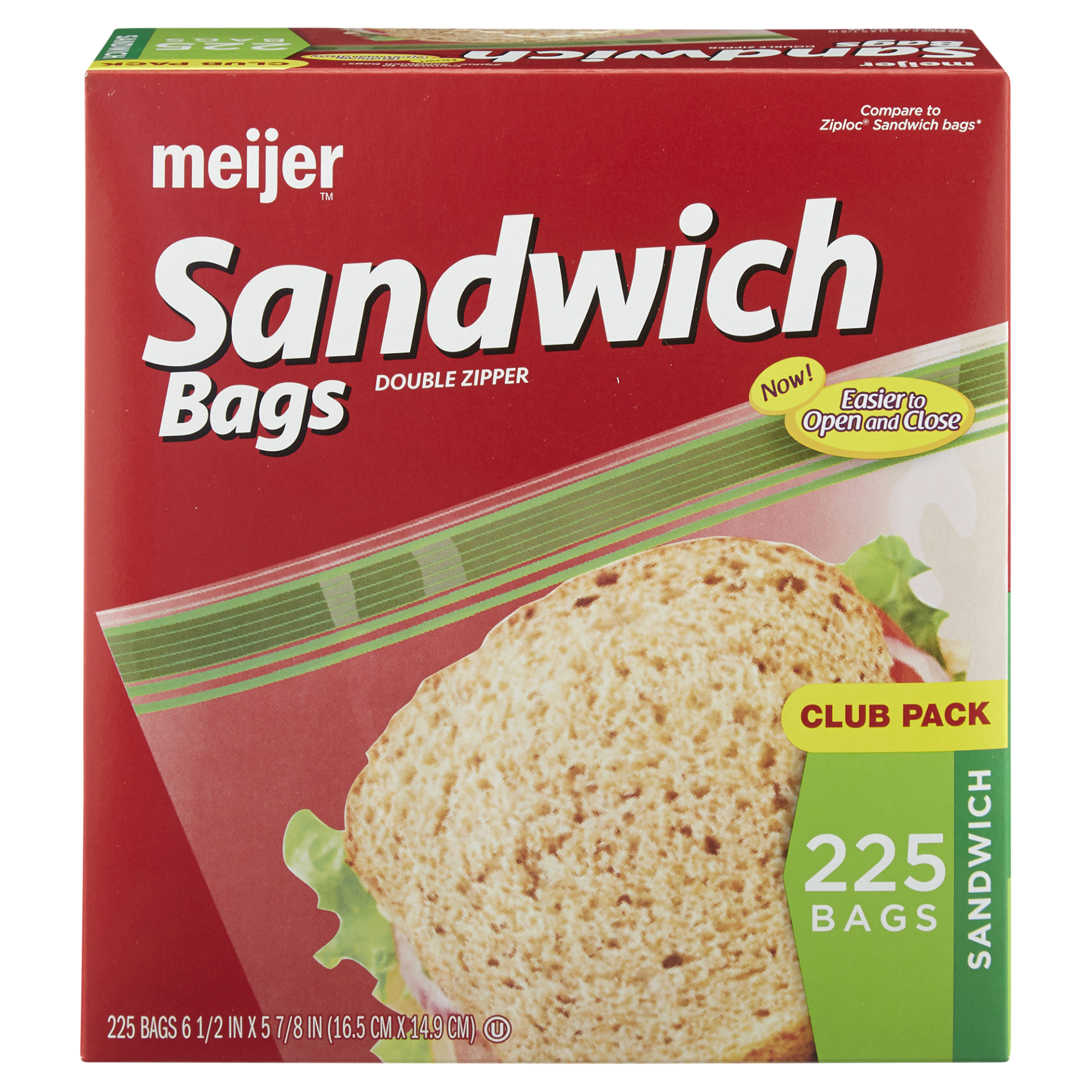 slide 1 of 5, Meijer Double Zipper Sandwich Bags, 225 ct