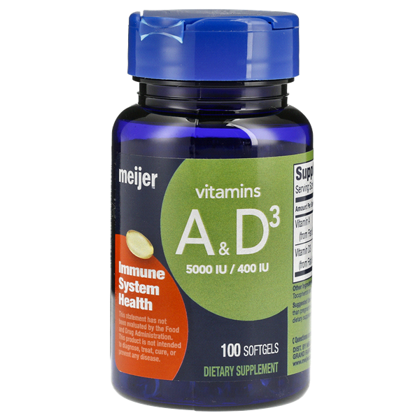 slide 1 of 9, MEIJER WELLNESS Meijer Vitamin A and D Softgels, 100 ct