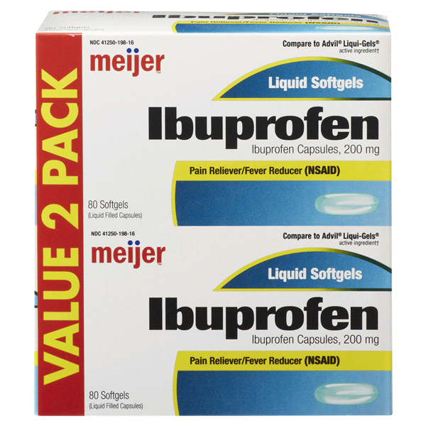 slide 1 of 6, Meijer Ibuprofen 200MG SoftgelPacks, 2 pk; 80 ct