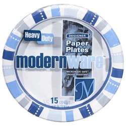 Modernware 6.87 Inch Heavy Duty Designer Paper Plates, 15 ct