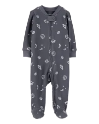Carter's Baby Space Print 2-Way Zip Waffle Knit Sleep & Play - Grey 6M