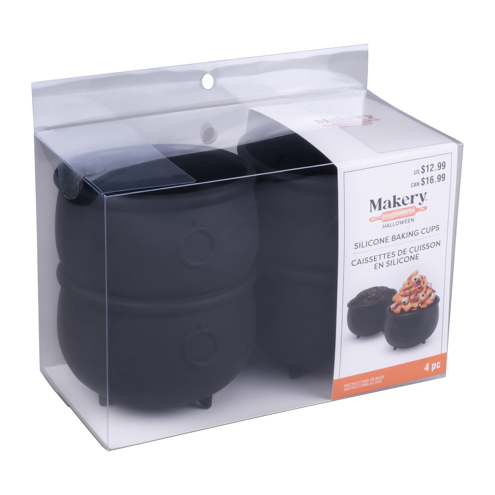 slide 2 of 3, 3.75" Black Cauldron Silicone Baking Cups, 4ct. By Makery, 4 ct