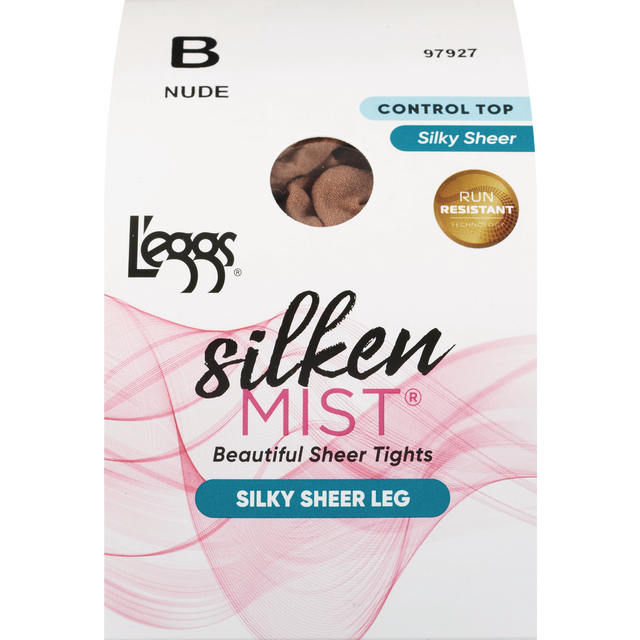 slide 1 of 1, L'eggs Silken Mist Nude Silky Sheer Leg Beautiful Sheer Tights B 1 ea, 1 ct