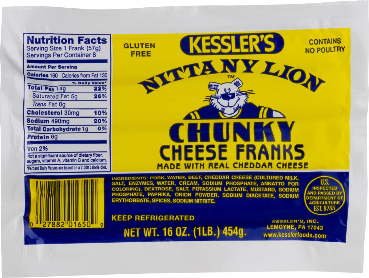 slide 1 of 11, Kessler's Nittany Lion Chunky Cheese Franks 16 oz, 16 oz