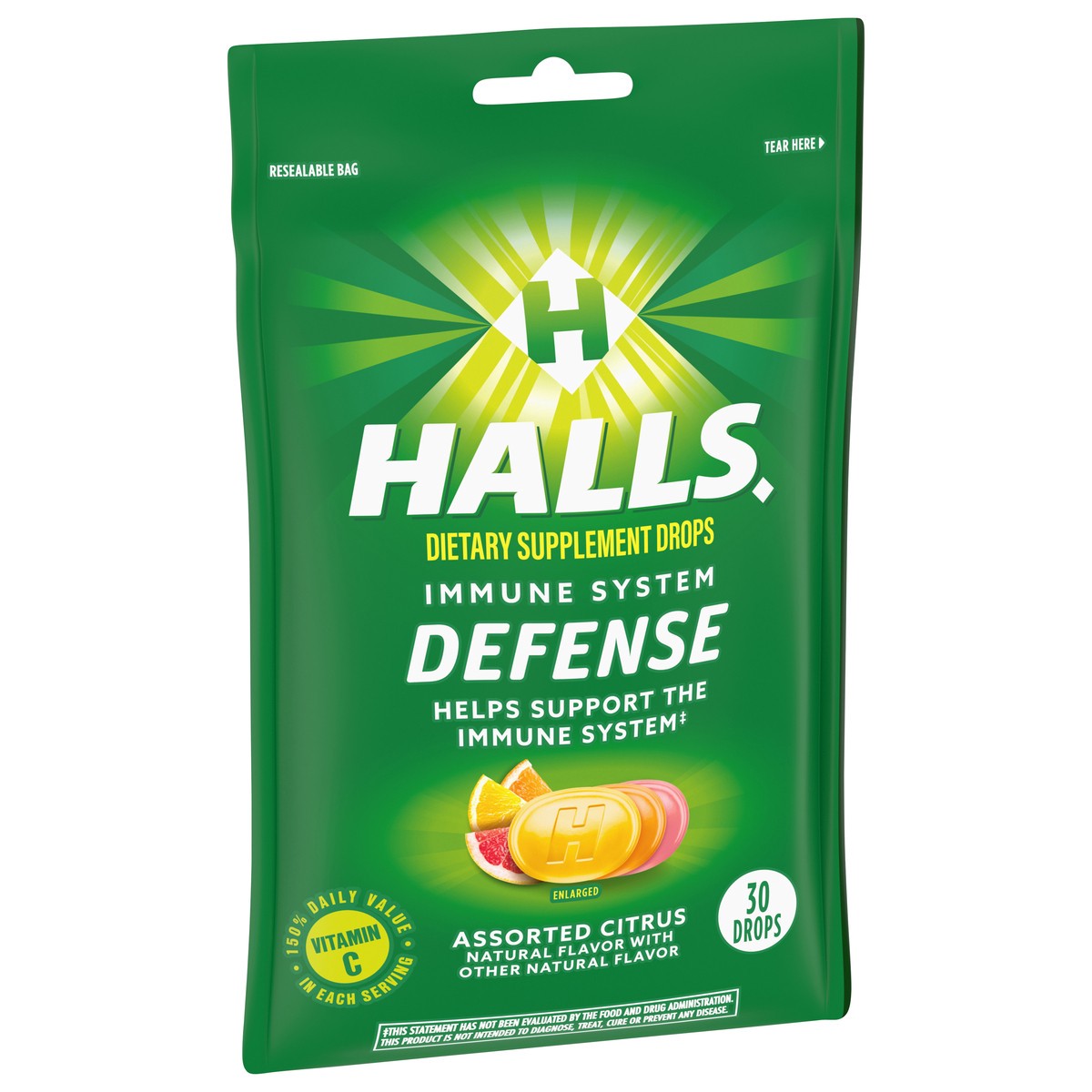 slide 2 of 9, Halls Assorted Citrus Immune System Defense 30 ea, 30 ct