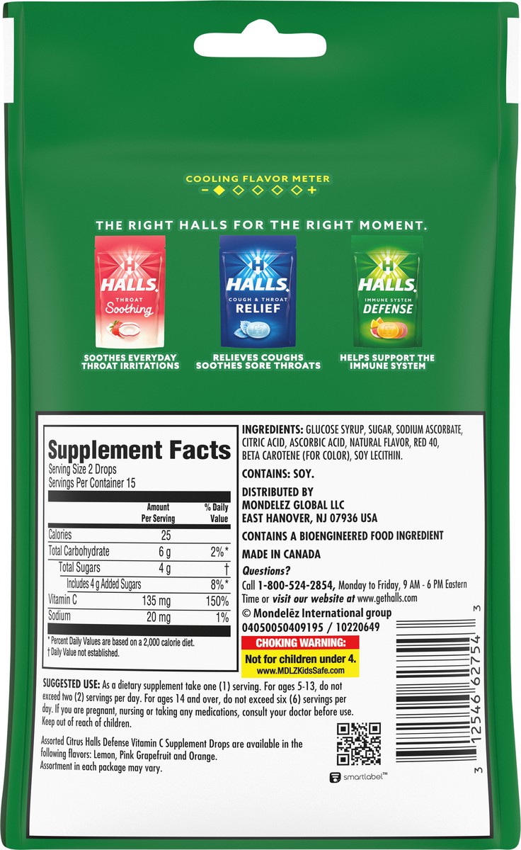 slide 5 of 9, Halls Defense Vitamin C Citrus Dietary Supplement Drops, 30 ct