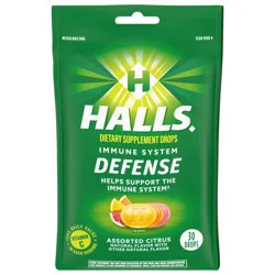 HALLS Defense Assorted Citrus Vitamin C Drops, Dietary Supplement Drops, 30 Drops