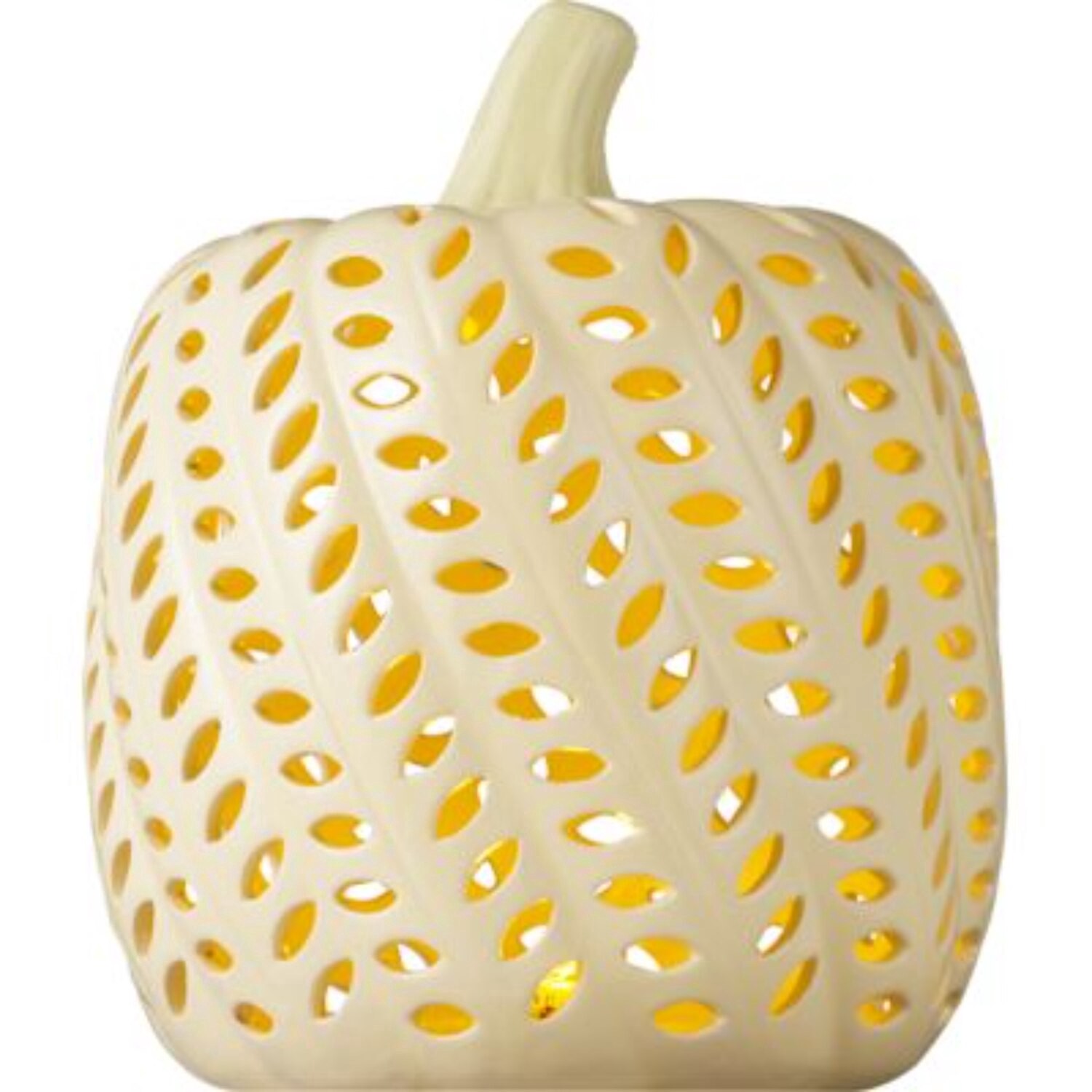 slide 1 of 1, Fall Fest Cream Ceramic Pumpkin W Light, 1 ct