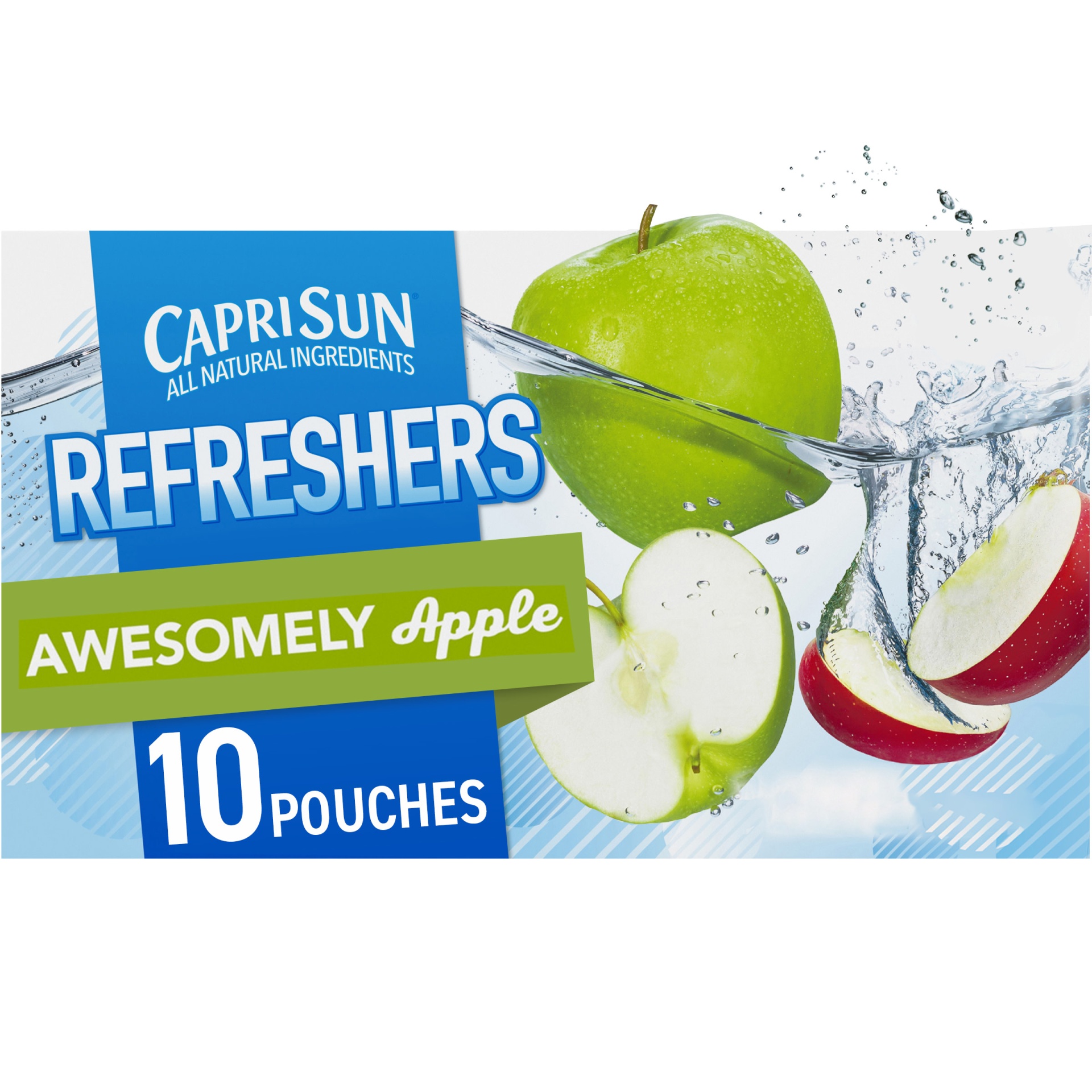 slide 1 of 1, Capri Sun Refreshers Awesomely Apple Naturally Flavored Juice Drink Pouches, 10 ct; 6 fl oz