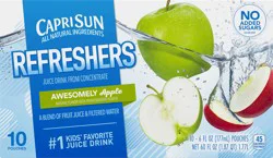 Capri Sun Refreshers Awesomely Apple Naturally Flavored Juice Drink, 10 ct Box, 6 fl oz Pouches