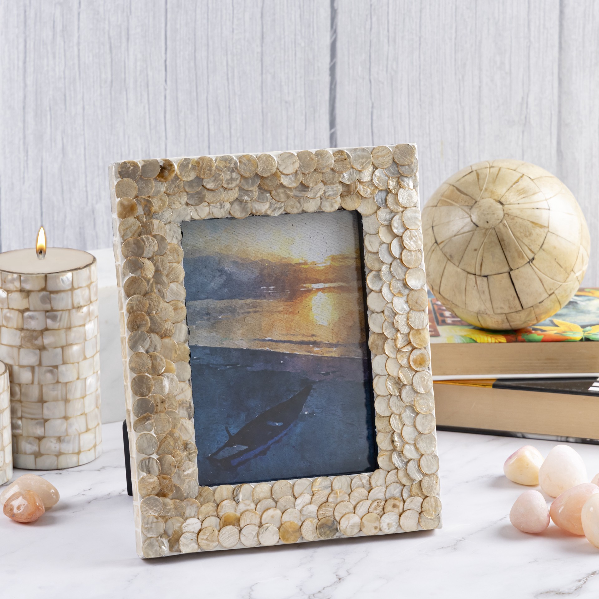 slide 3 of 4, 5" X 7" Mother Of Pearl Tabletop Frame, Atelier By Studio Decor, 5 in x 7 in