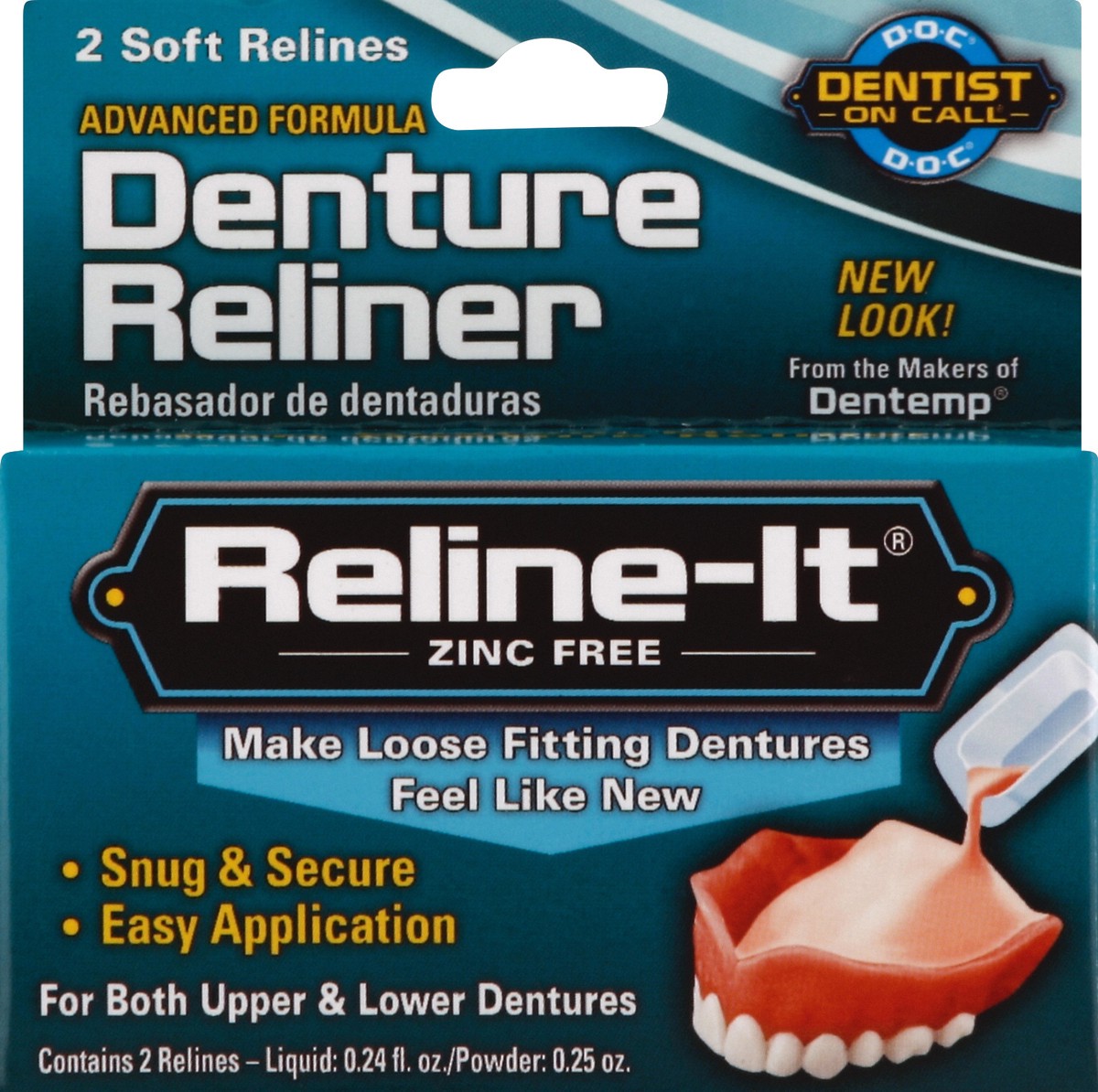 slide 2 of 4, Dentemp "Dentist on Call" Reline-It Custom Fit Denture Reliner, 2 ct