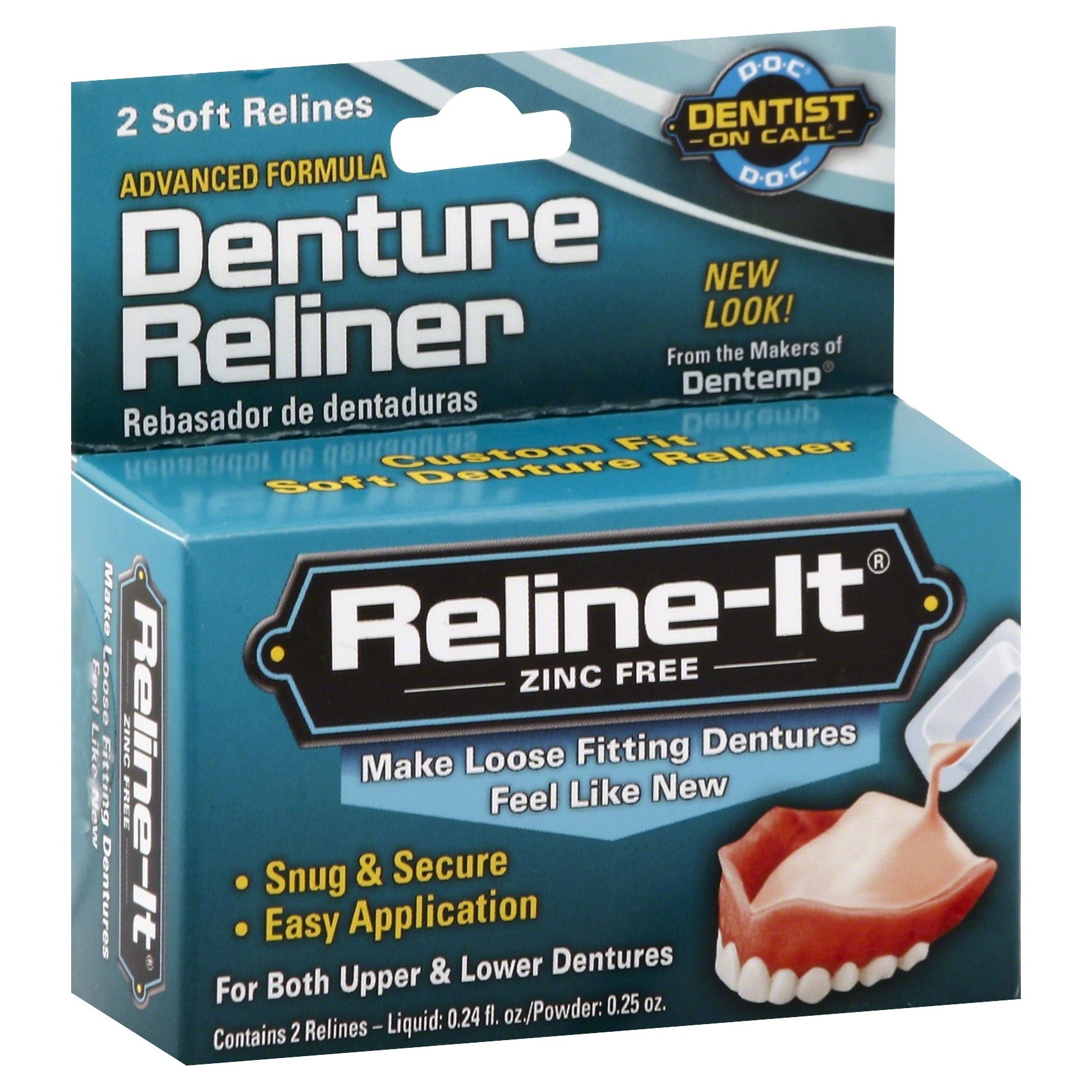 slide 1 of 4, Dentemp "Dentist on Call" Reline-It Custom Fit Denture Reliner, 2 ct