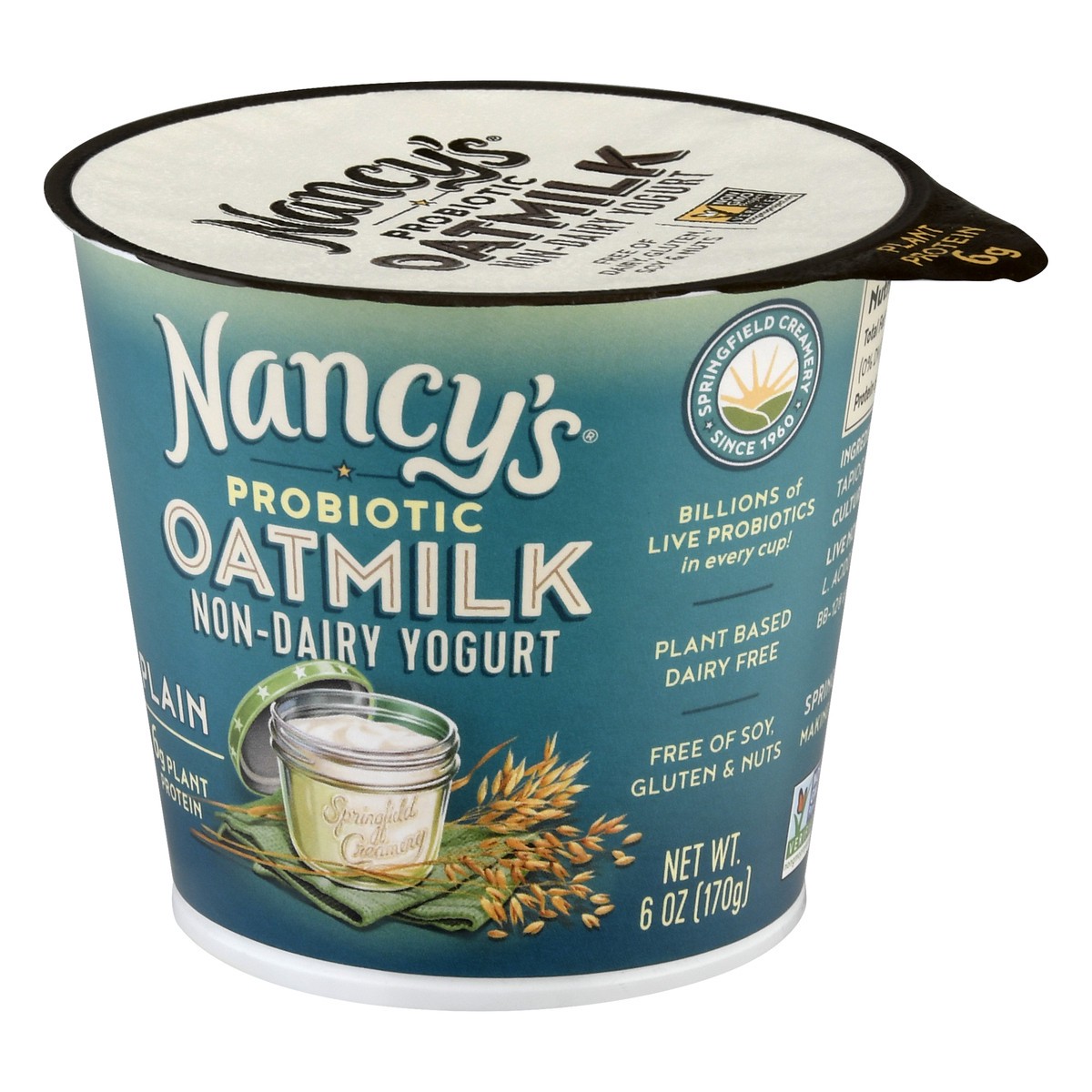 slide 3 of 13, Nancy's Probiotic Oatmilk Non-Dairy Plain Yogurt 6 oz, 6 oz