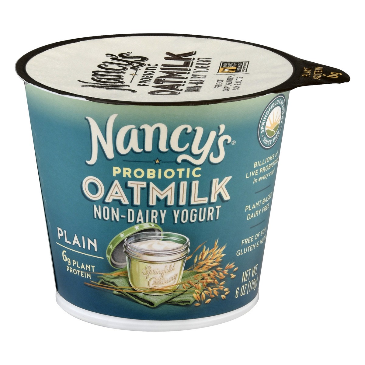 slide 6 of 13, Nancy's Probiotic Oatmilk Non-Dairy Plain Yogurt 6 oz, 6 oz