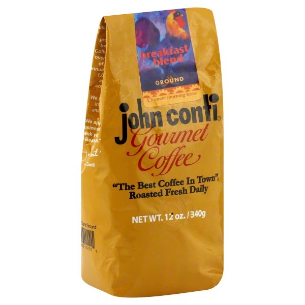 slide 1 of 1, John Conti Gourmet Coffee Breakfast Blend, 12 oz