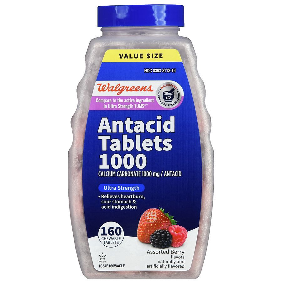 slide 2 of 5, Walgreens Ultra Strength Assorted Berry Flavors Antacid Chewable Tablets, 160 ct