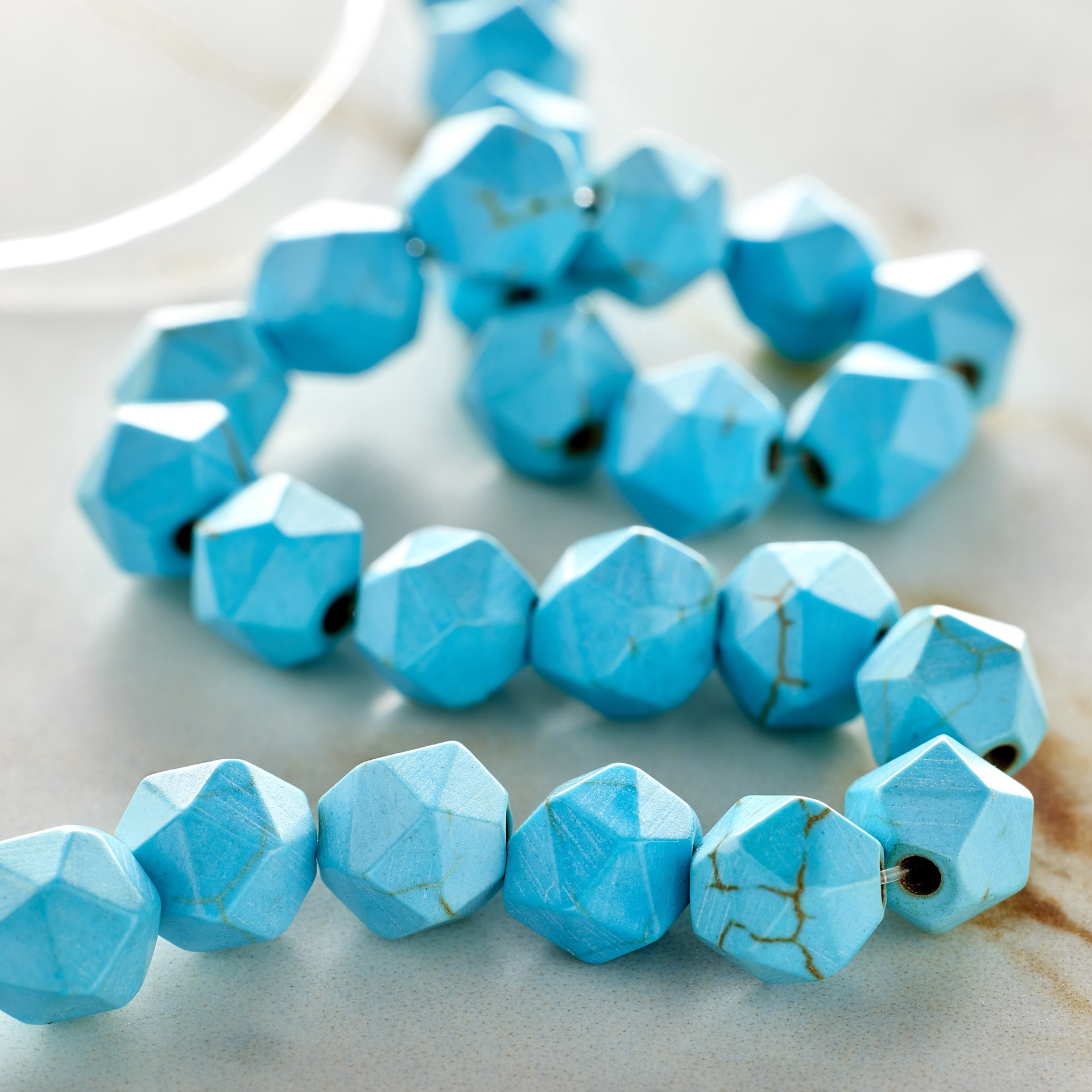 slide 3 of 3, Turquoise Reconstituted Howlite Faceted Beads By Bead Landing, 8mm, 8mm