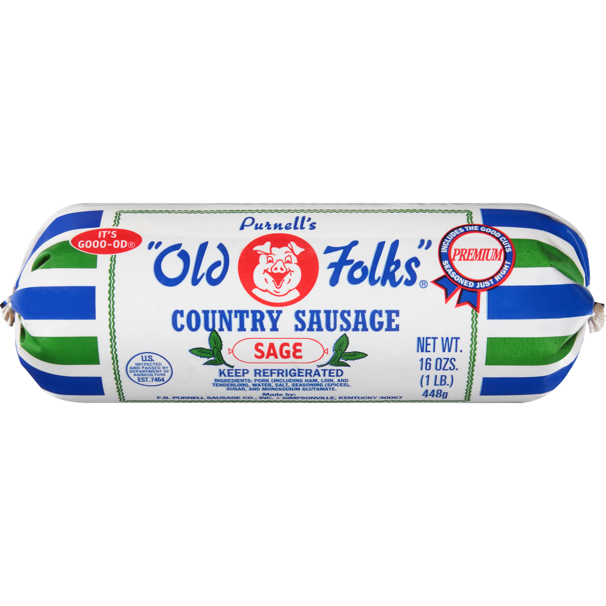 slide 1 of 6, Purnell's "Old Folks" Country Sausage Sage Roll, 16 oz, 16 oz