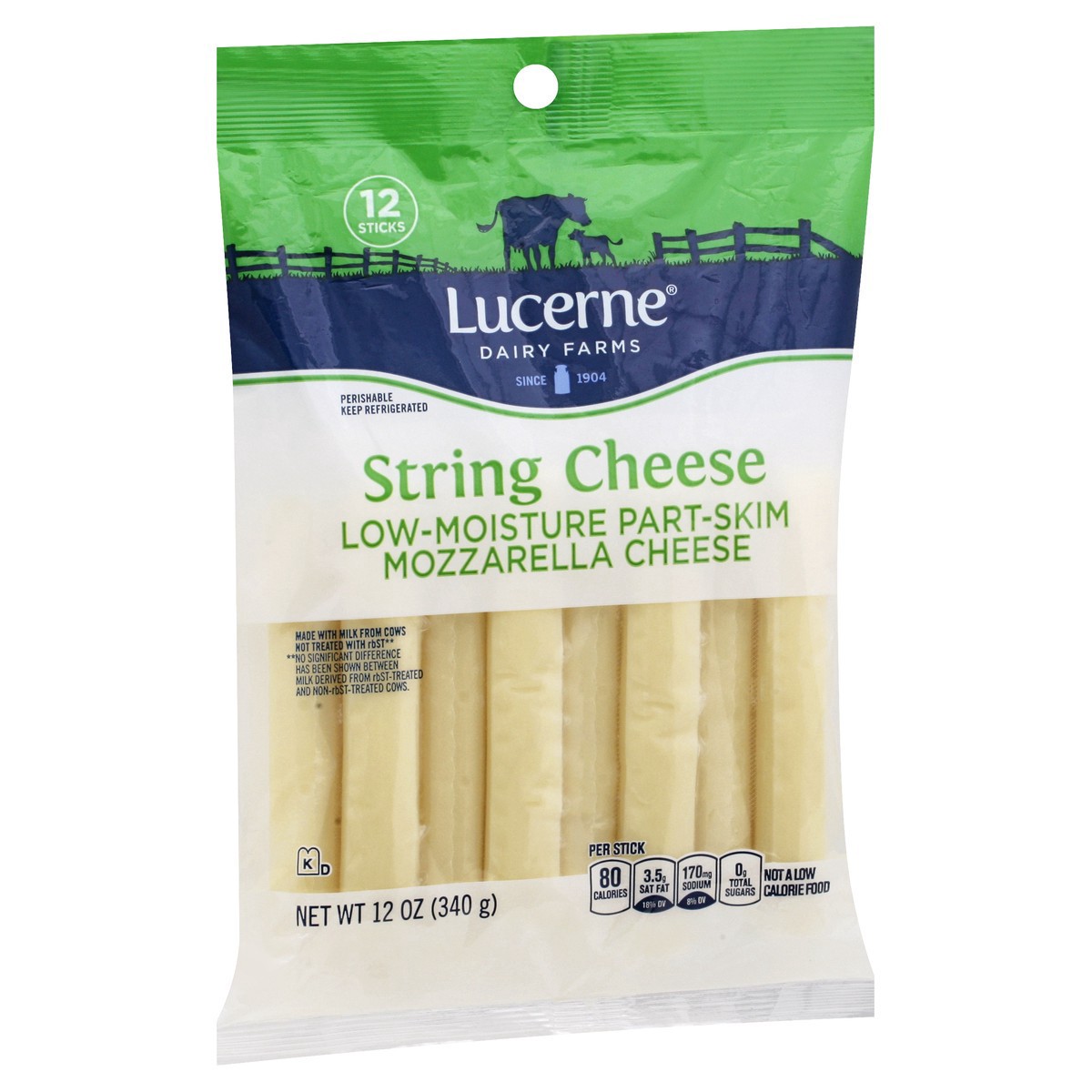 slide 2 of 9, Lucerne Diary Farms String Cheese Low-moisture Part-skim Mozzarella Cheese, 12 ct; 12 oz