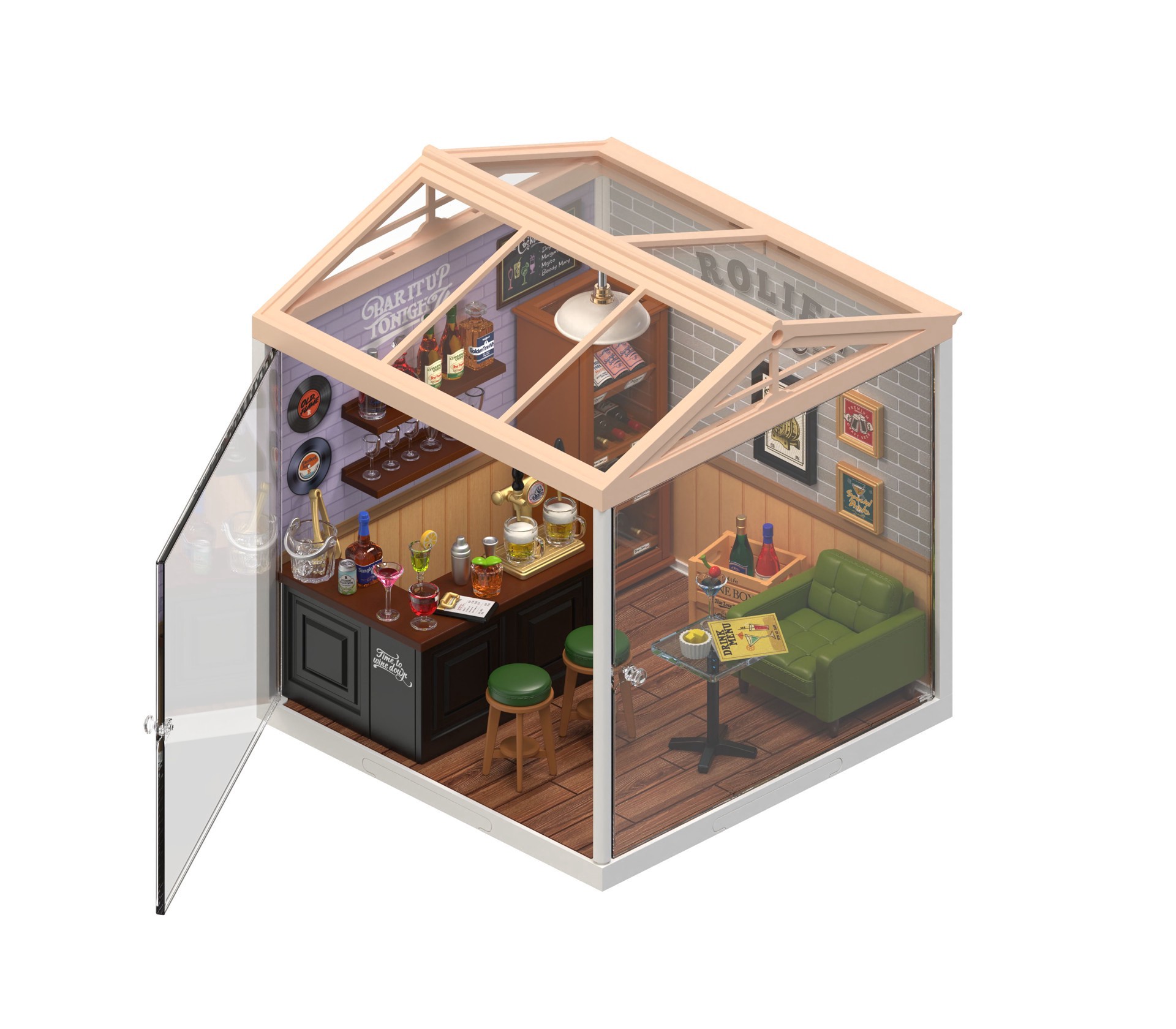 slide 2 of 3, Robotime Rolife Super Creator Diy Miniature Door Accessory, 5.25 in x 6 in