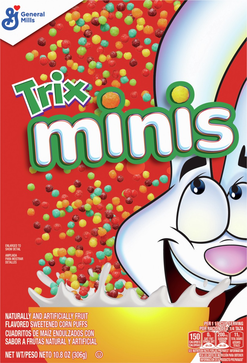 slide 4 of 9, Trix Minis Fruity Mini Corn Puff Breakfast Cereal, 10.8 OZ, 10.8 oz