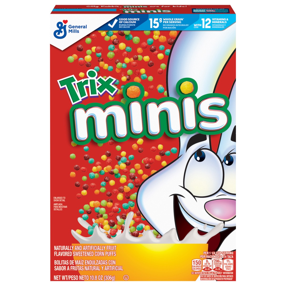 slide 1 of 9, Trix Minis Fruity Mini Corn Puff Breakfast Cereal, 10.8 OZ, 10.8 oz
