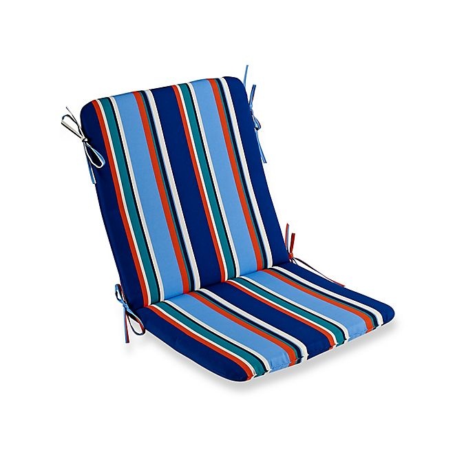 slide 1 of 1, Destination Summer Stripe Mid Back Indoor/Outdoor Chair Cushion - Cobalt, 1 ct