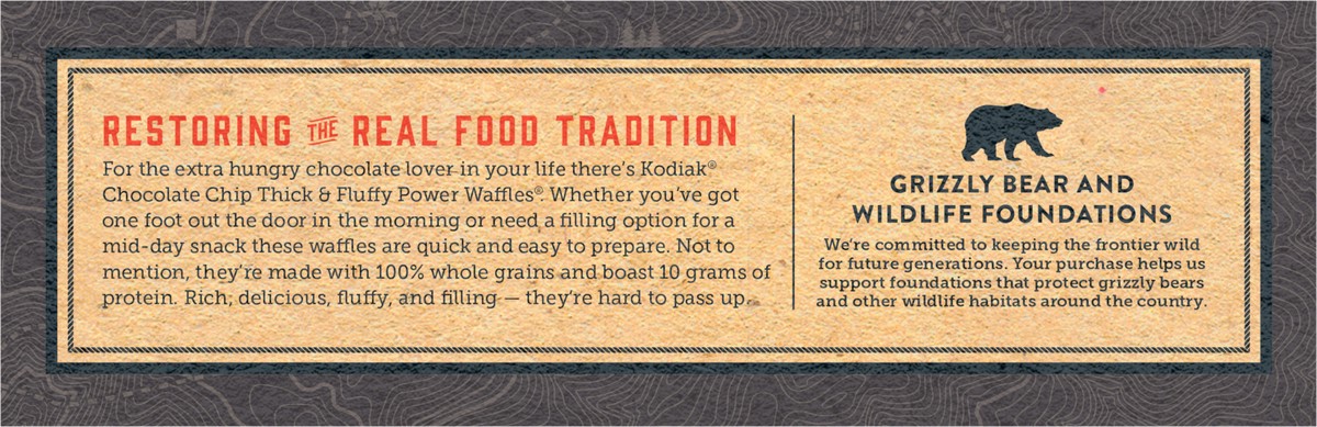 slide 4 of 9, Kodiak Cakes Thick and Fluffy Waffles, Chocolate Chip, 14.82/6 ct, 