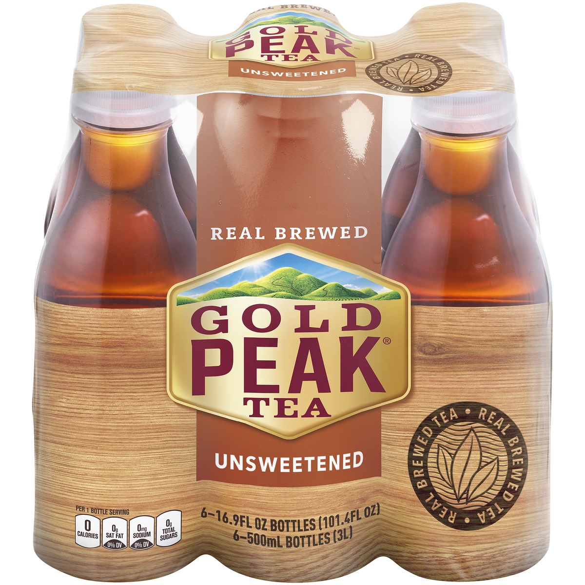 slide 1 of 2, Gold Peak Unsweetened Black Tea Bottles, 16.9 fl oz, 6 Pack, 6 ct; 16.9 fl oz