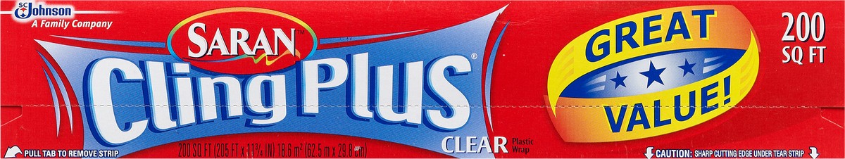 slide 1 of 8, Saran Cling Plus 200 Square Feet Clear Plastic Wrap 1 ea, 200 sq ft
