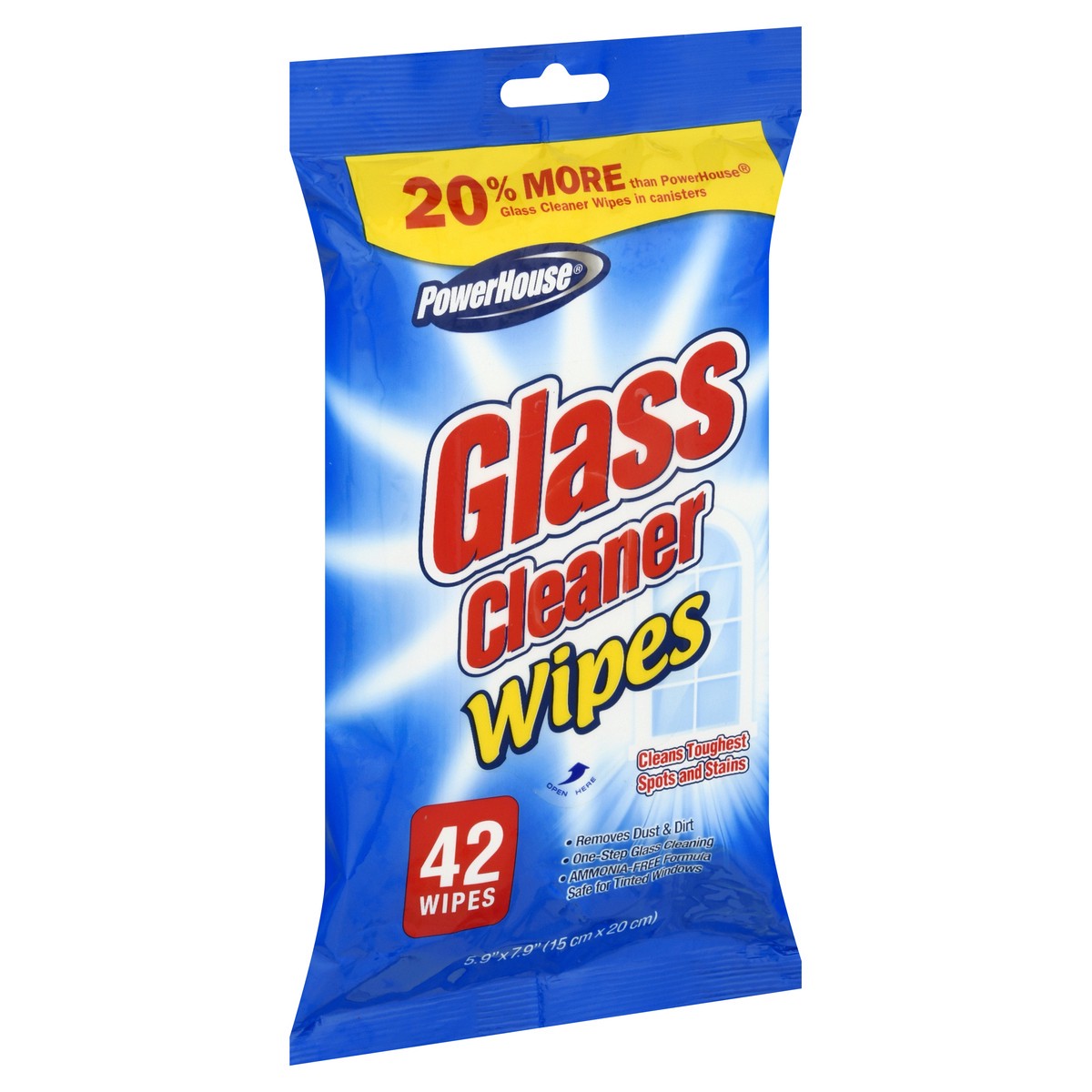 slide 2 of 9, PowerHouse Power House Glass Cleaner Wipes, 42 ct