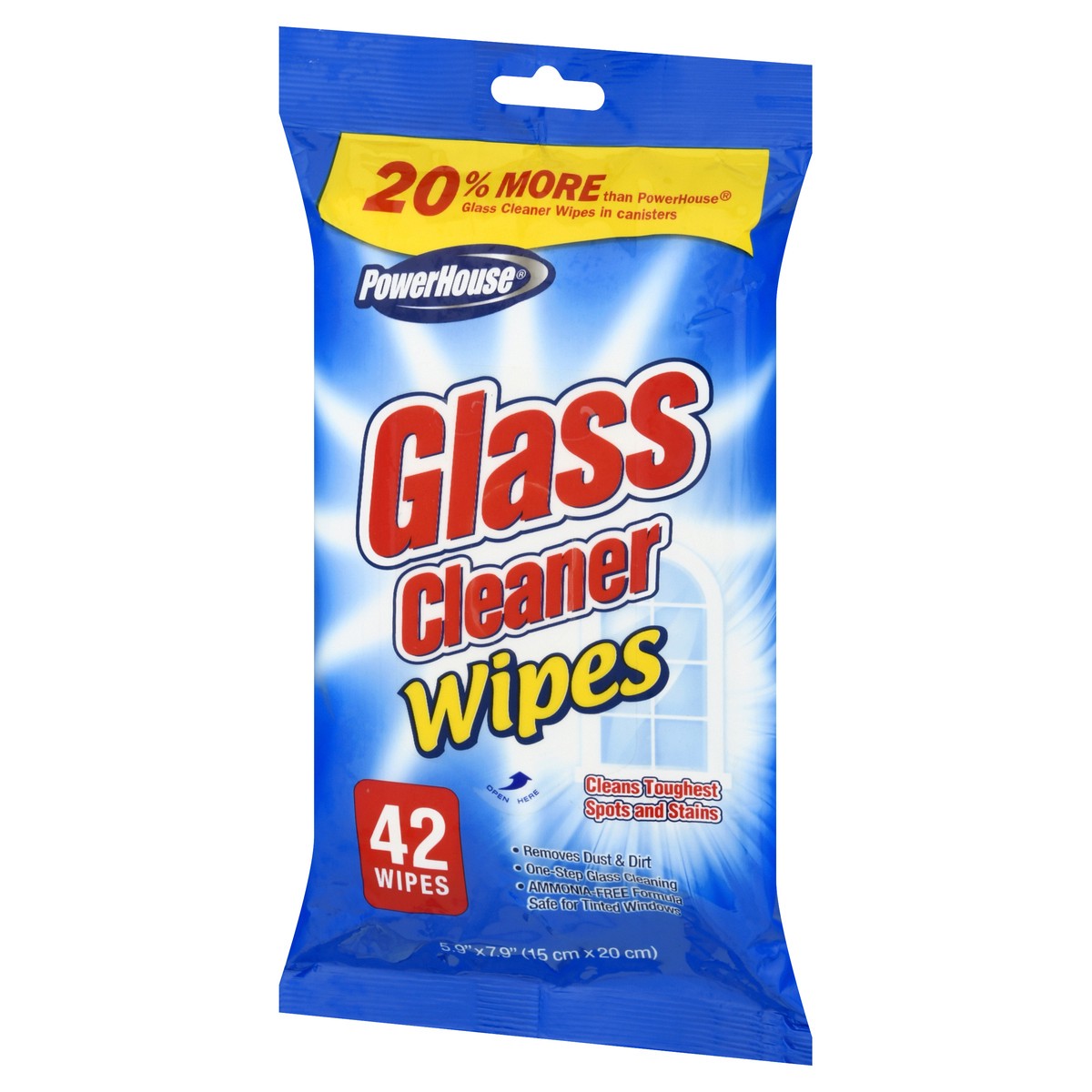 slide 3 of 9, PowerHouse Power House Glass Cleaner Wipes, 42 ct