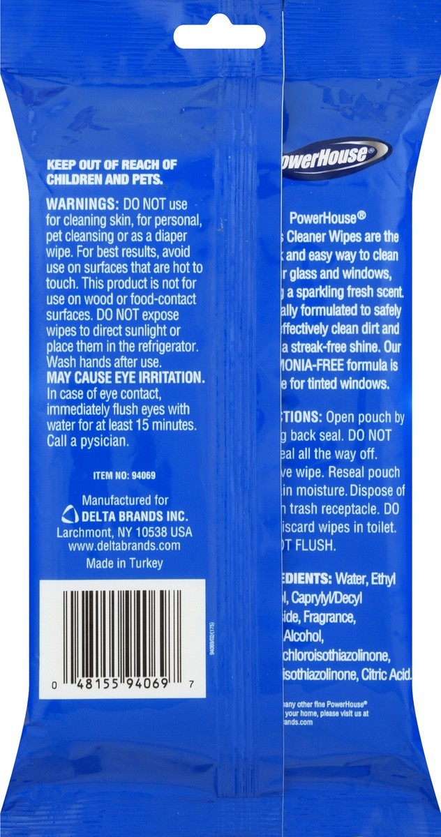 slide 5 of 9, PowerHouse Power House Glass Cleaner Wipes, 42 ct