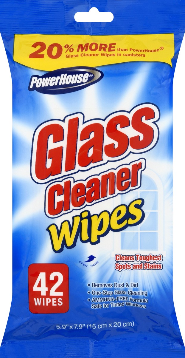 slide 6 of 9, PowerHouse Power House Glass Cleaner Wipes, 42 ct