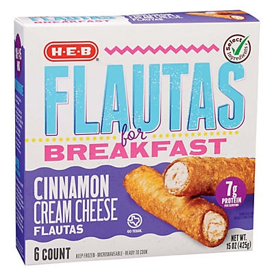 slide 1 of 1, H-E-B Select Ingredients Flautas For Breakfast Cinnamon Cream Cheese, 6 ct