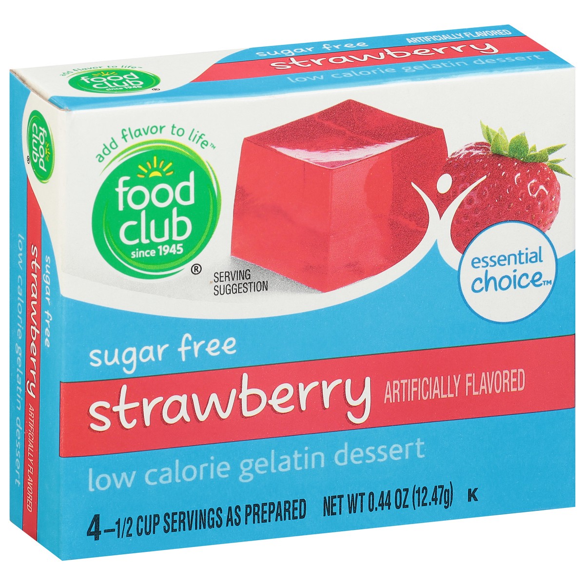 slide 2 of 9, Food Club Essential Choice Sugar Free Low Calorie Strawberry Gelatin Dessert 0.44 oz, 0.44 oz